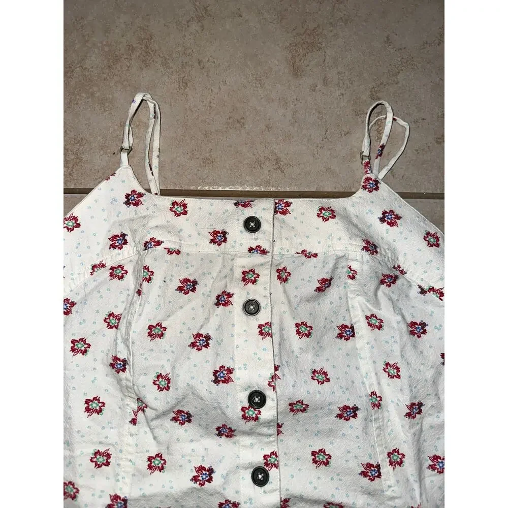 Womens Free People White Red M Button Front Cami Tank Top